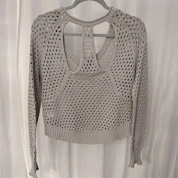 BUFFALO  Cotton Crop V-Neck Sweater Cutout Back, Size L - Picture 3 of 7